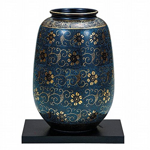 九谷焼Kutani Ware Ceramic Vase KUTANI WARE VASE WITH PLUM BLOSSOMS IN GOLD LEAF / TOYOSHI